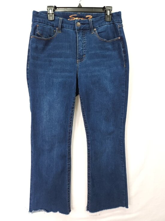 Seven7 Denim - Seven7 Tummyless Bootcut Jeans Womens Size 12 (32x26) Slimming Raw Hem Denim